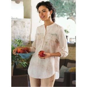 Soft Surroundings Watercolor Adriana Blouse Size L